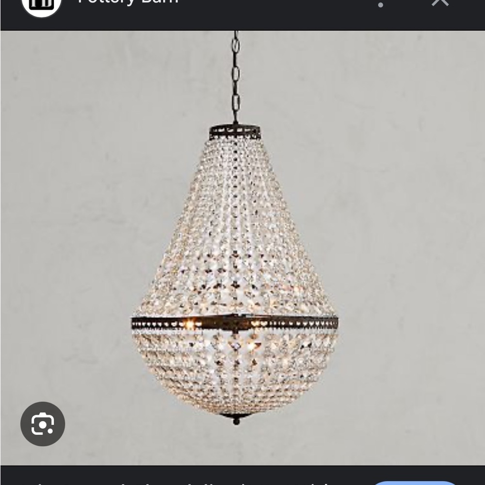 Pottery Barn Modern Light Fixture MIA Crystal Chandelier 14”-19”- new in box